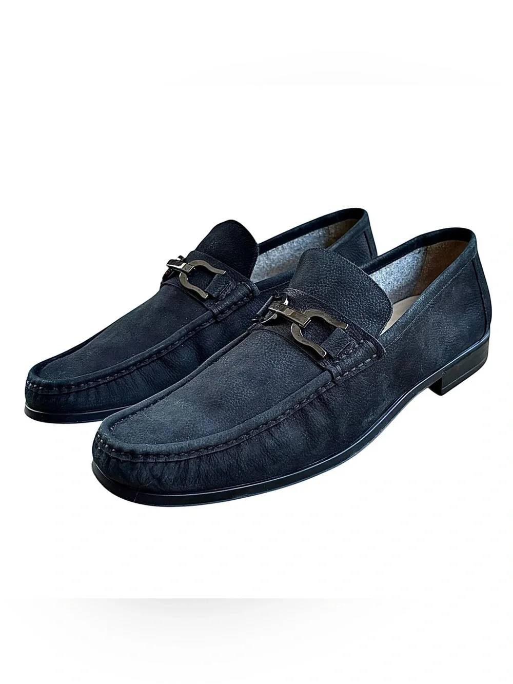 BRUNO MAGLI “Mikko” Navy Italian Nubuck Bit Loafers